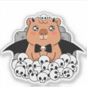 Sticker Kawaii Vampire Capybara - Cimetière Effrayant (Devant)