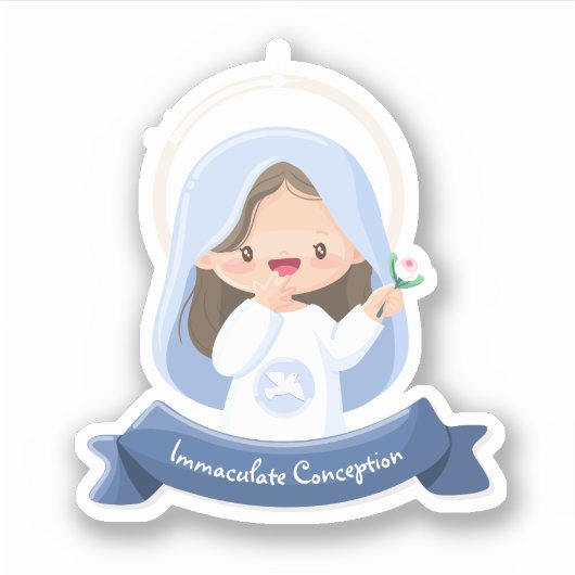 Sticker Kawaii Vierge souriante Marie (Devant)