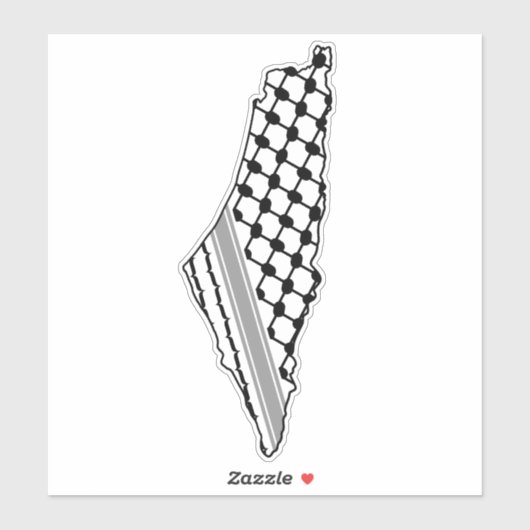 Sticker Keffiyeh, carte de Palestine Kufiya (Feuille)
