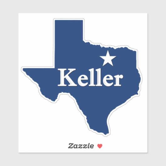 Sticker Keller, TX Texas Plan Outline avec Lone Star DFW (Feuille)