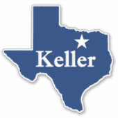 Sticker Keller, TX Texas Plan Outline avec Lone Star DFW (Devant)