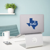 Sticker Keller, TX Texas Plan Outline avec Lone Star DFW (Ordinateur portable sur le bureau)