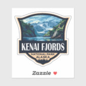 Sticker Kenai Fjords National Park Illustration Art rétro (Feuille)