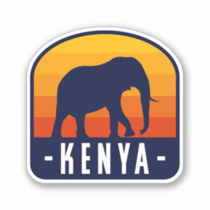 Sticker Kenya coucher de soleil avec éléphant - Kenya Trav