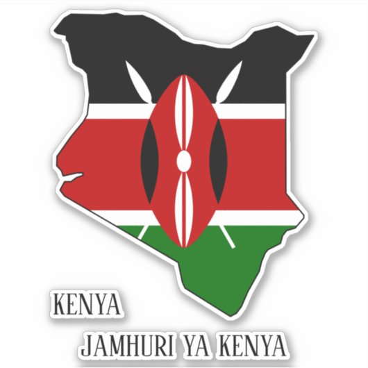 Sticker Kenya Drapeau Carte Patriotique (Devant)