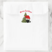 Sticker kerstmis zwarte kat Square (Tas)