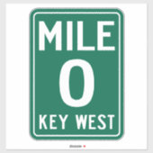 Sticker Key West Mile 0, Floride États-Unis (Feuille)