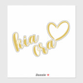 STICKER KIA ORA MAORI LANGUE ACCUEILLIR GOLD SCRIPT HEART (Feuille)