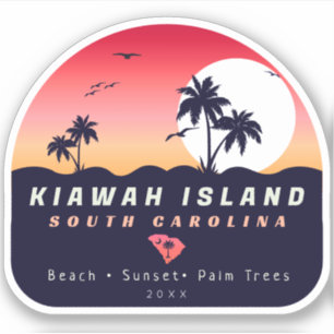 Sticker Kiawah Island Pier SC Retro Sunset Souvenirs 60s