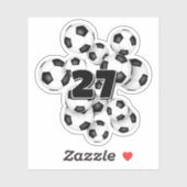 Sticker kids jersey number on group of soccer balls (Feuille)