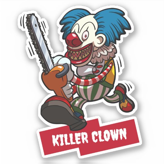 Sticker Killer Clown Halloween Horror Chainsaw Cartoon (Devant)