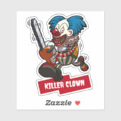 Sticker Killer Clown Halloween Horror Chainsaw Cartoon (Feuille)