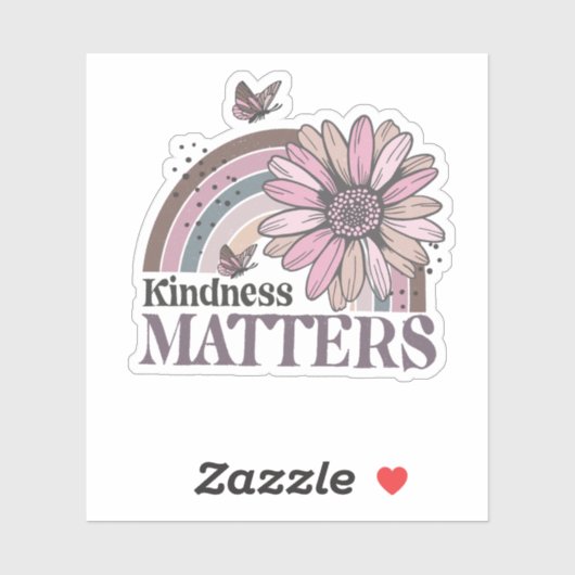 Sticker Kindness Matters Retro Butterfly Boho Rainbow (Feuille)