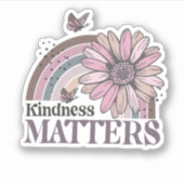 Sticker Kindness Matters Retro Butterfly Boho Rainbow (Devant)