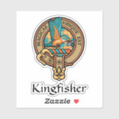 Sticker Kingfisher Crest sur l'autocollant Tartan (Feuille)