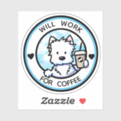 Sticker KiniArt Coffee Westie (Feuille)