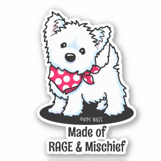 Sticker KiniArt de Westie mignonne (Devant)