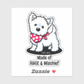 Sticker KiniArt de Westie mignonne (Feuille)