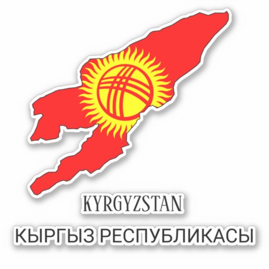 Sticker Kirghizistan Drapeau Charme Carte Patriotique (Devant)