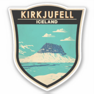 Sticker Kirkjufell Islande Travel Art Vintage