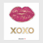 Sticker Kiss Red Lips Gold Parties scintillant XOXO (Feuille)