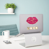 Sticker Kiss Red Lips Gold Parties scintillant XOXO (Ordinateur portable sur le bureau)