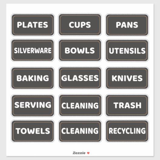 Sticker Kitchen Cabinet and Drawer Labels Large Print (Feuille)