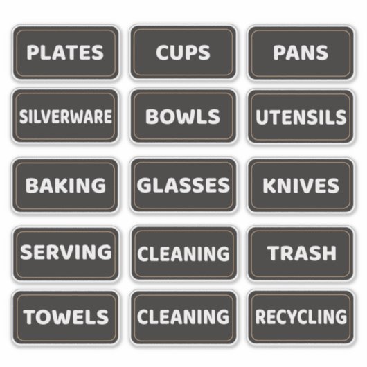 Sticker Kitchen Cabinet and Drawer Labels Large Print (Devant)