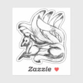 Sticker Kitsune Sketch japonais Fox (Feuille)