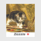 Sticker Kitten avec peinture et brosses (Feuille)