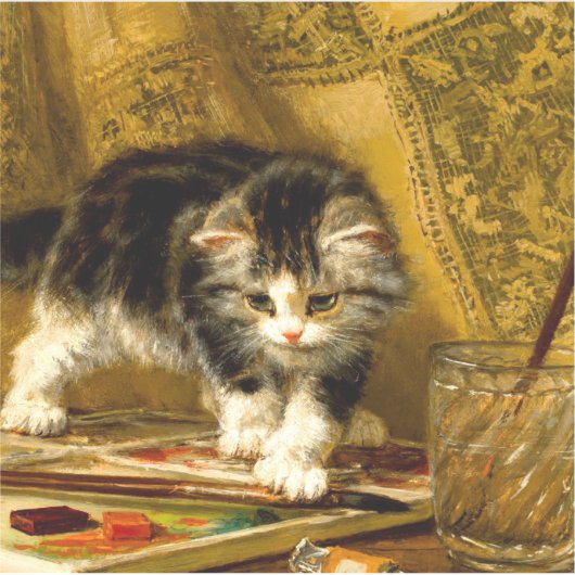 Sticker Kitten avec peinture et brosses (Devant)