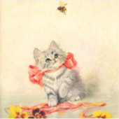 Sticker Kitten avec ruban rouge (Devant)