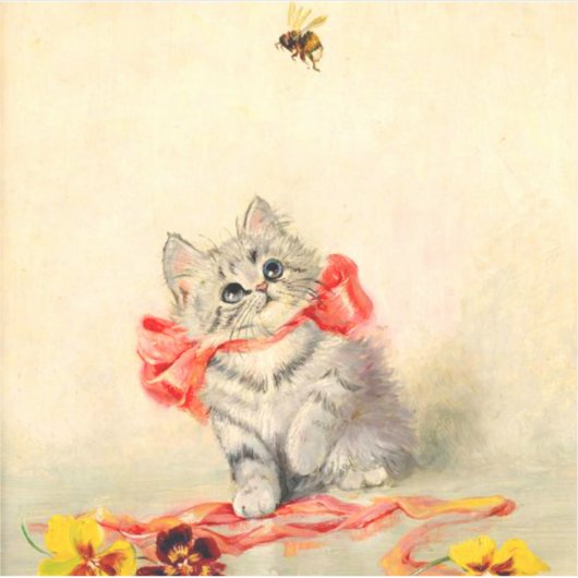 Sticker Kitten avec ruban rouge (Devant)