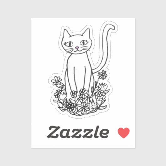 Sticker Kitty assis Joli (Feuille)