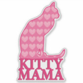 Sticker Kitty Mama assis chat à Fuchsia Coeurs roses (Devant)
