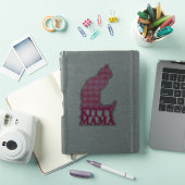 Sticker Kitty Mama assis chat à Fuchsia Coeurs roses (Couverture iPad)