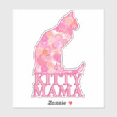 Sticker Kitty Mama assis chat en Motif fractal rose (Feuille)