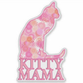 Sticker Kitty Mama assis chat en Motif fractal rose (Devant)