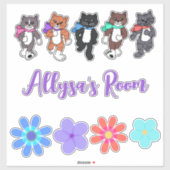 Sticker Kitty's Walking Ajouter votre nom mignon (Feuille)