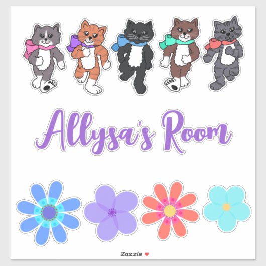 Sticker Kitty's Walking Ajouter votre nom mignon (Feuille)