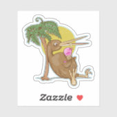 Sticker Kiwi mangeant une crème glacée (Feuille)