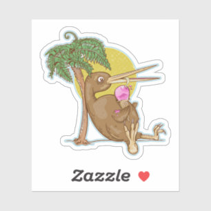 Sticker Kiwi mangeant une crème glacée