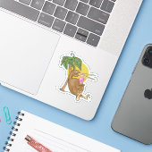 Sticker Kiwi mangeant une crème glacée (Ordinateur portable avec iPhone)