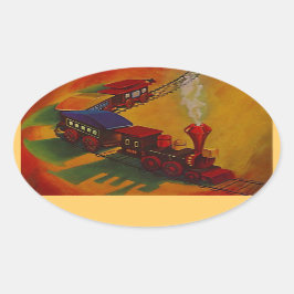 Sticker Kleurrijke  Miniatuur Trein speelgoed spee