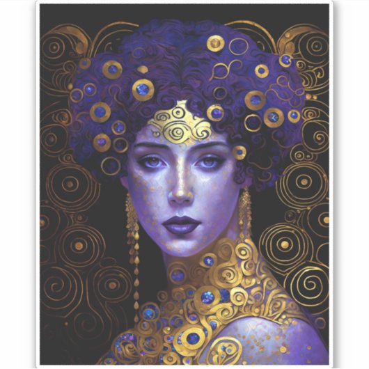 Sticker Klimt Inspiré Queen Goddess (Devant)