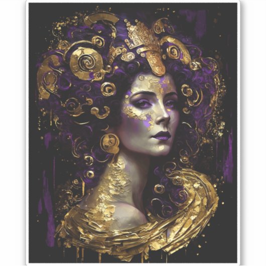 Sticker Klimt Inspiré Queen Goddess (Devant)