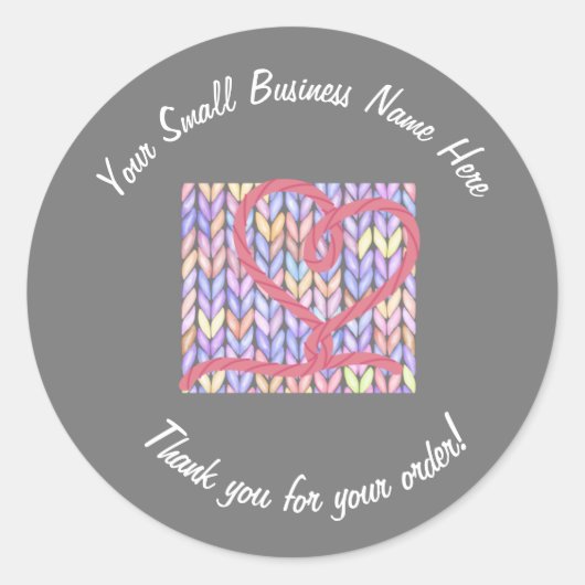 Sticker Knit Yarn Heart Merci pour petites entrepr (Devant)