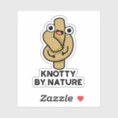 Sticker Knotty By Nature Funny Knot Pun (Feuille)