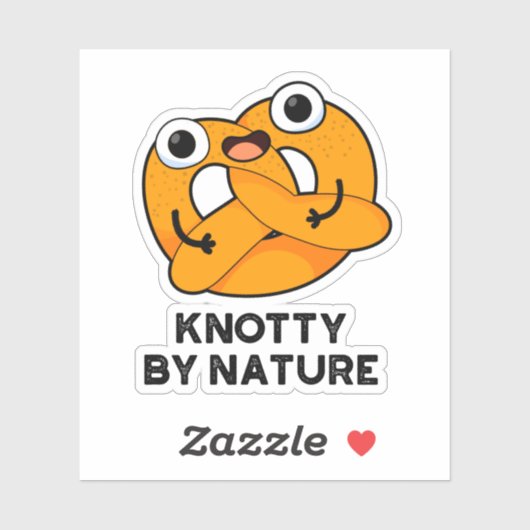 Sticker Knotty By Nature Funny Pretzel Pun (Feuille)