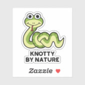 Sticker Knotty By Nature Funny Snake Pun (Feuille)